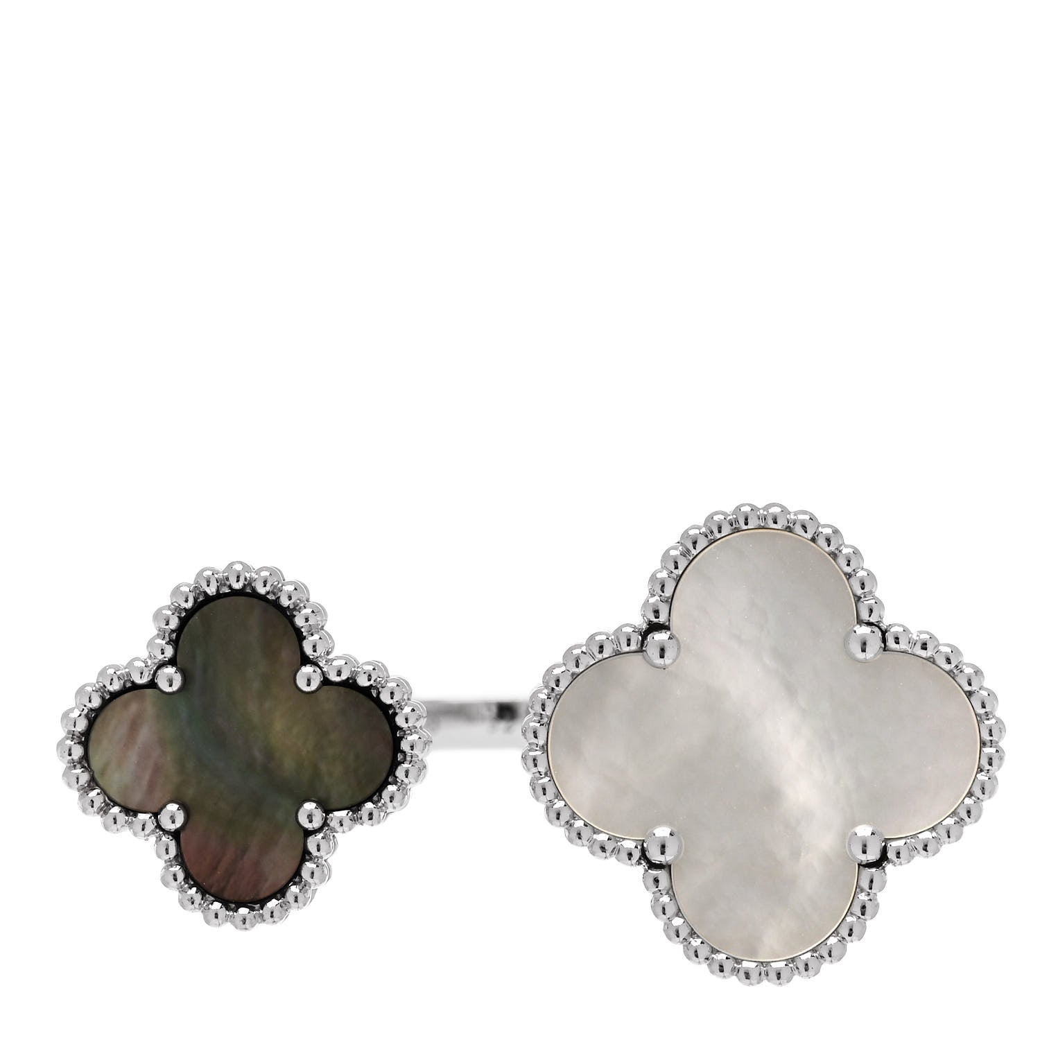 Van Cleef & Arpels 18K White Gold Mother of Pearl Magic Alhambra Between the Finger Ring 52 6 1 of 6