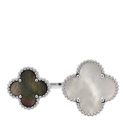 Van Cleef & Arpels 18K White Gold Mother of Pearl Magic Alhambra Between the Finger Ring 52 6 1 of 6