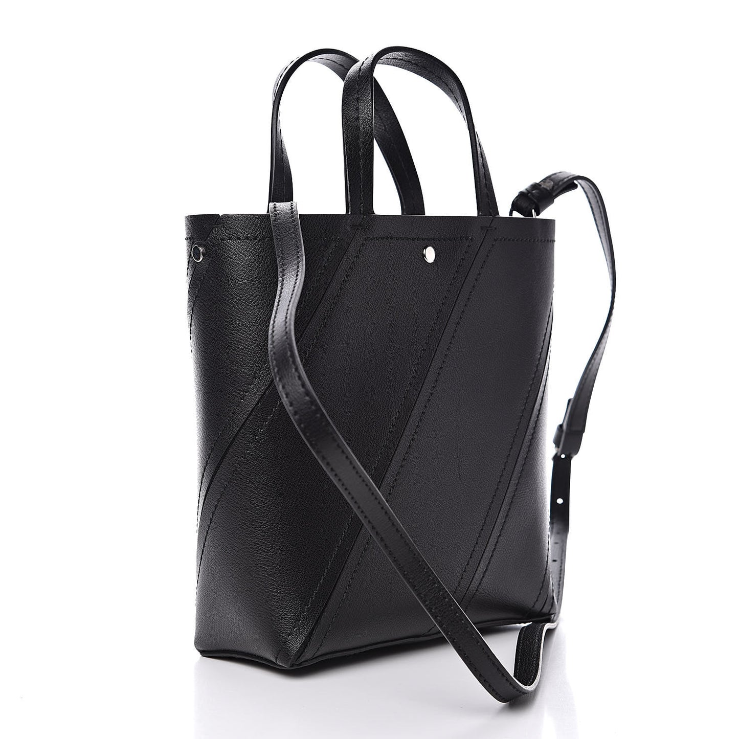 Grainy Calfskin Small Hex Tote Black