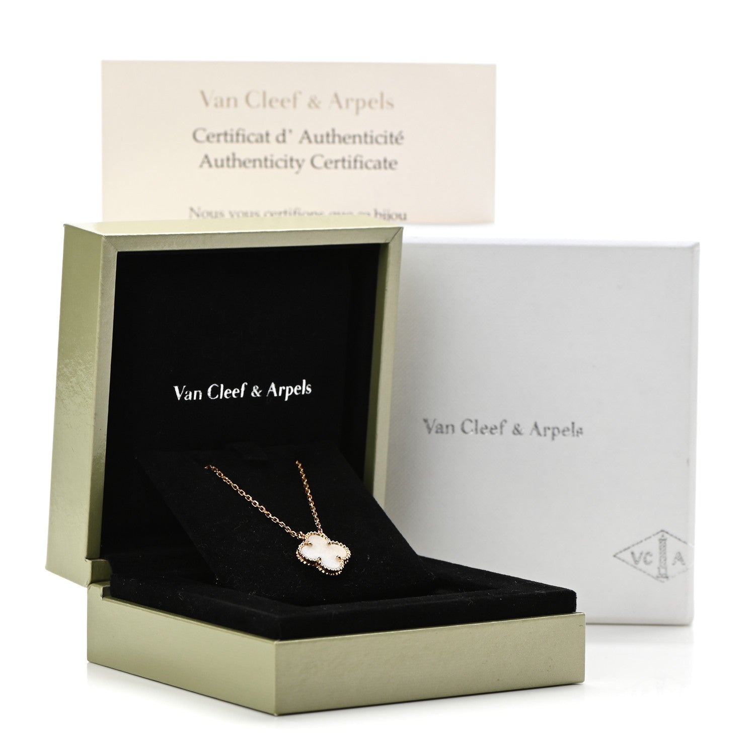 Van Cleef & Arpels 18K Yellow Gold Mother of Pearl Vintage Alhambra Pendant Necklace 7 of 7