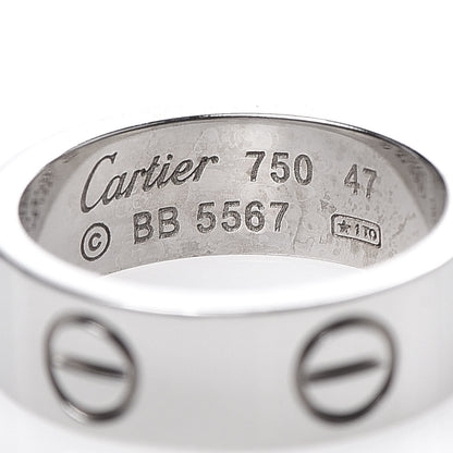 Cartier 18K White Gold 5.5mm LOVE Ring 47 4 4 of 4