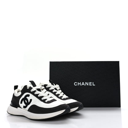 Chanel Nylon Suede Calfskin CC Sneakers 38.5 White Dark Grey 8 of 8