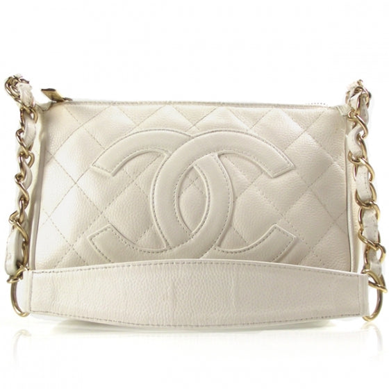 Caviar Quilted Pochette White