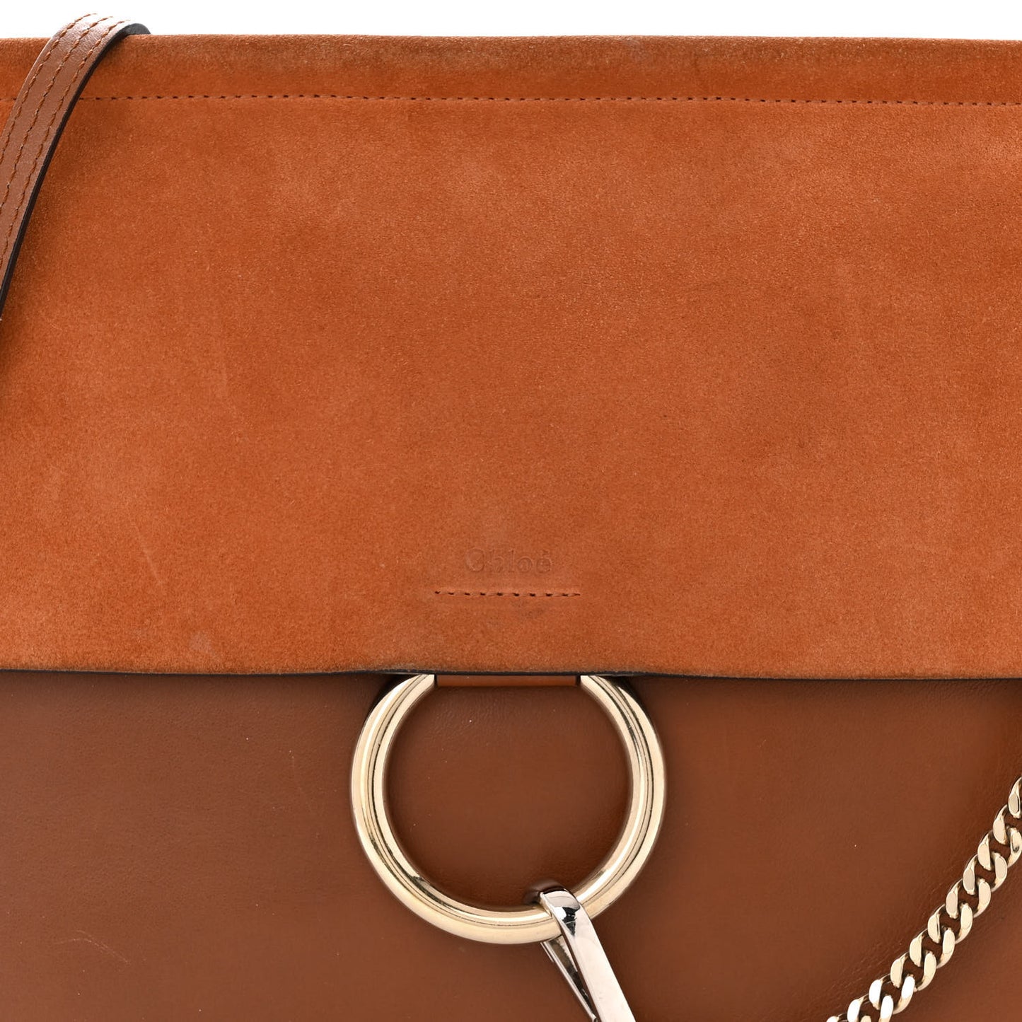 Suede Calfskin Medium Faye Shoulder Bag Tobacco
