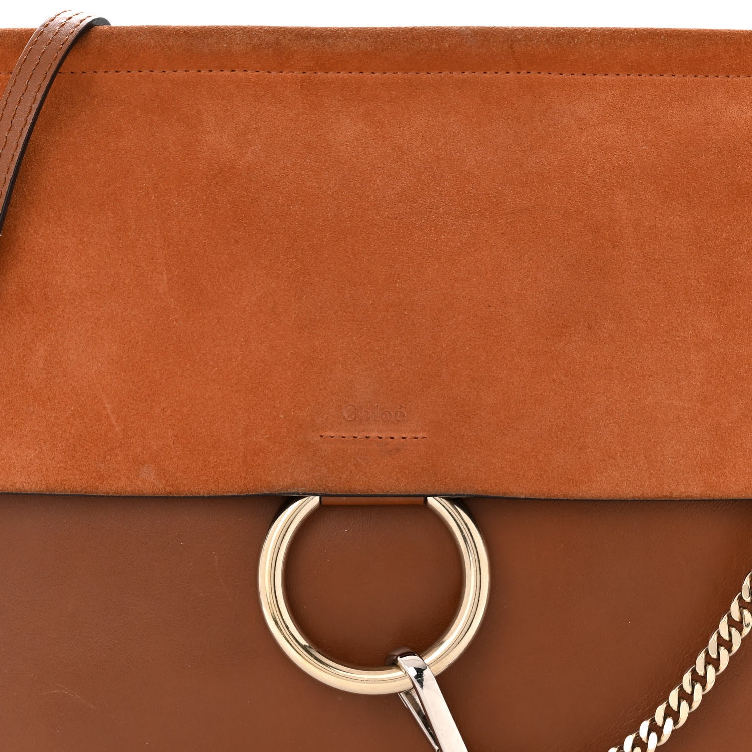 Chloe Suede Calfskin Medium Faye Shoulder Bag Tobacco 7 of 12