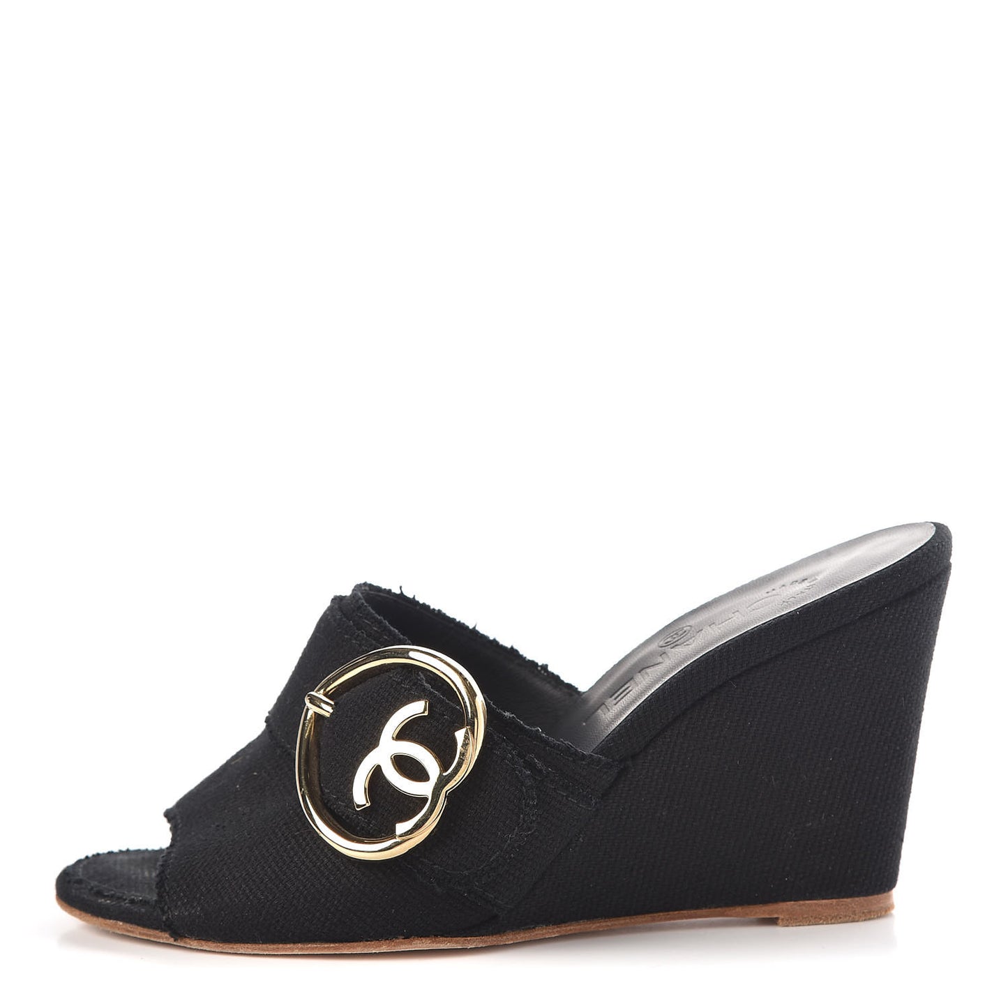 Canvas Heart CC Wedge Sandals 37 Black