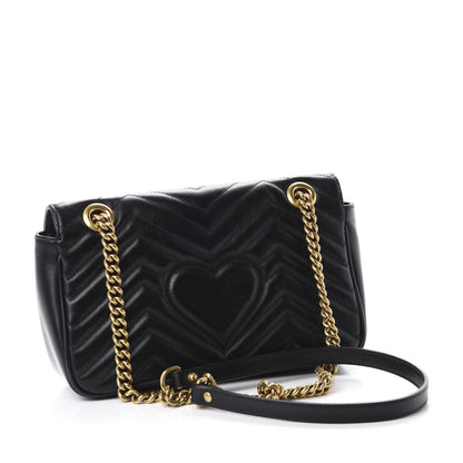 Gucci Calfskin Matelasse Small GG Marmont Shoulder Bag Black 3 of 10