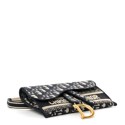 Christian Dior Oblique Slim Saddle Pouch Blue 4 of 12