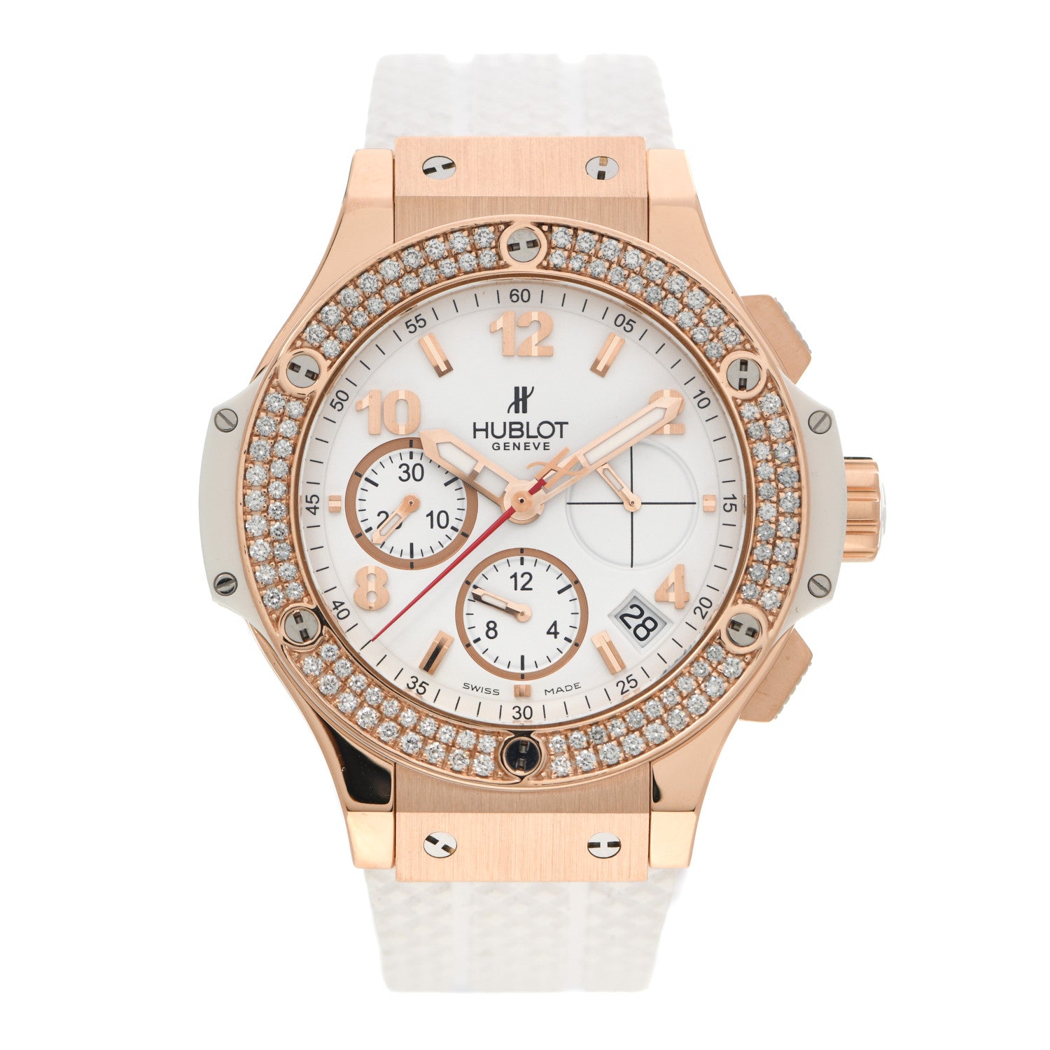 Hublot 18K Rose Gold Rubber Diamond Pave Bezel 41mm Big Bang Automatic Watch 341.PE.230.RW.114 1 of 5