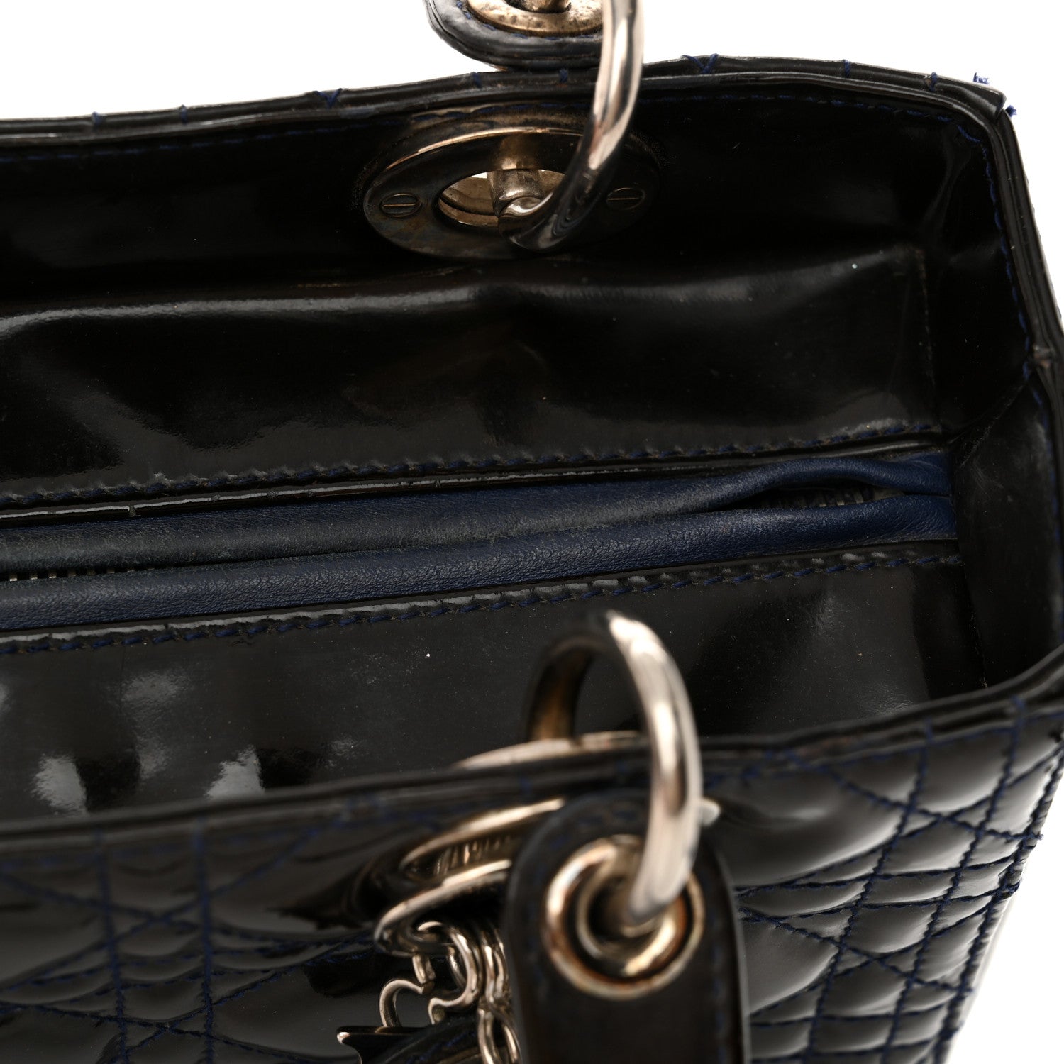 Christian Dior Patent Cannage Medium Lady Dior Navy Blue 11 of 18