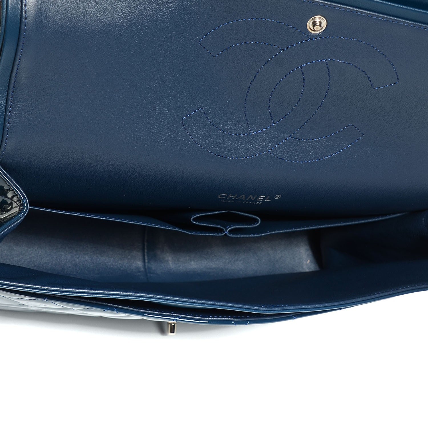Chanel Patent Quilted Maxi Double Flap Navy Blue 6 of 9