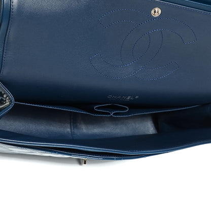 Chanel Patent Quilted Maxi Double Flap Navy Blue 6 of 9