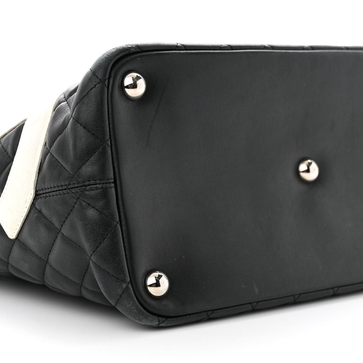 Calfskin Quilted Large Cambon Tote Black White