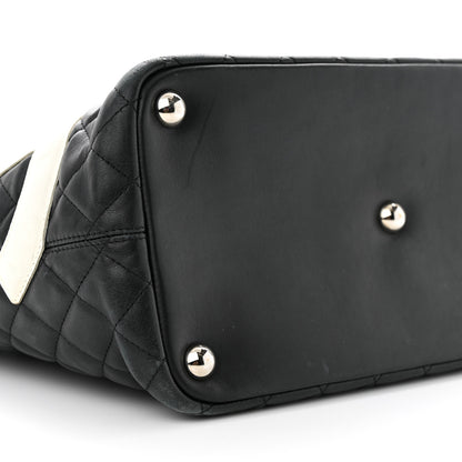 Chanel Calfskin Quilted Large Cambon Tote Black White 9 of 13