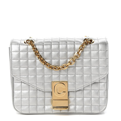 Celine Laminated Calfskin Quilted Medium C Bag Silver 1 of 10