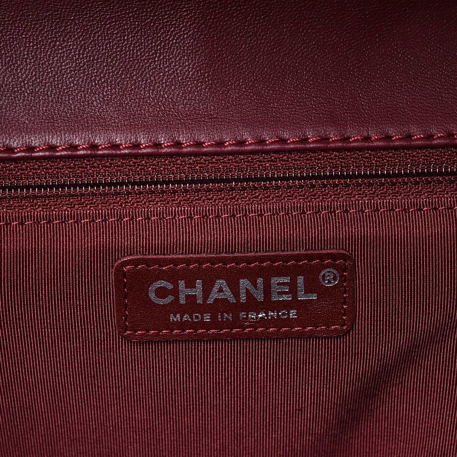 Chanel Lambskin Chevron Quilted Large Surpique Flap Dark Red 7 of 9
