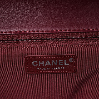 Chanel Lambskin Chevron Quilted Large Surpique Flap Dark Red 7 of 9