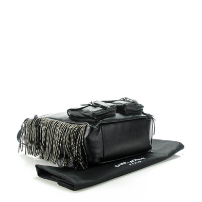 Saint Laurent Calfskin Studded Fringed Festival Backpack Black 4 of 7