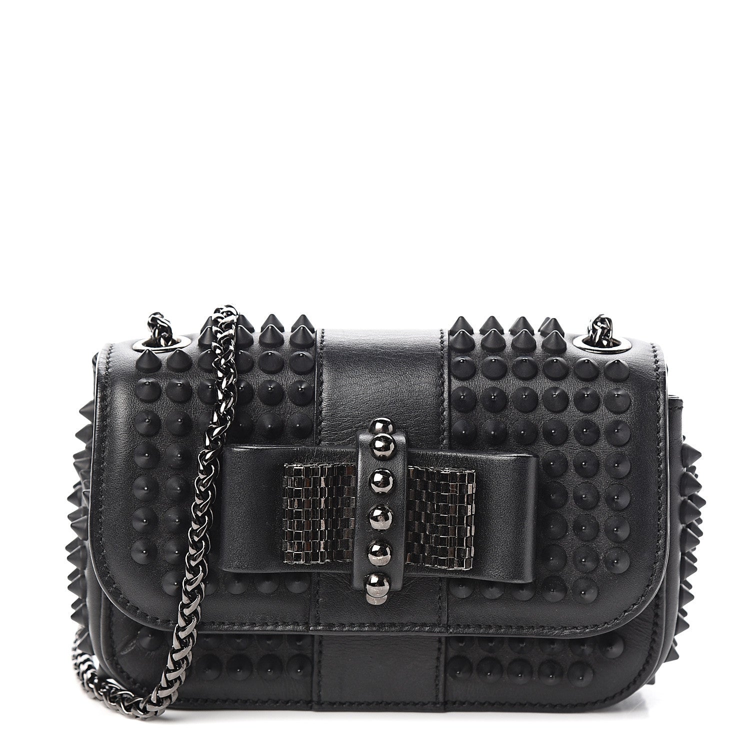 Christian Louboutin Calfskin Spikes Sweety Charity Crossbody Bag Black 1 of 10