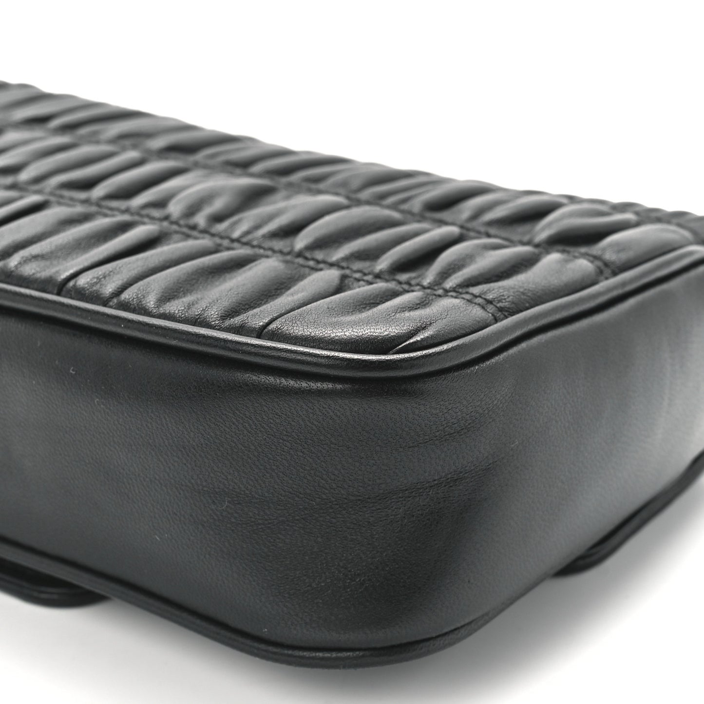 Nappa Gaufre Small Chain Flap Shoulder Bag Black