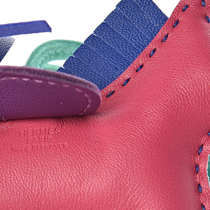 Hermes Milo Lambskin Grigri Rodeo Horse Bag Charm PM Rose Shocking Bleu Azteque Bleu Electrique Menthe Soufre Violet 3 of 4