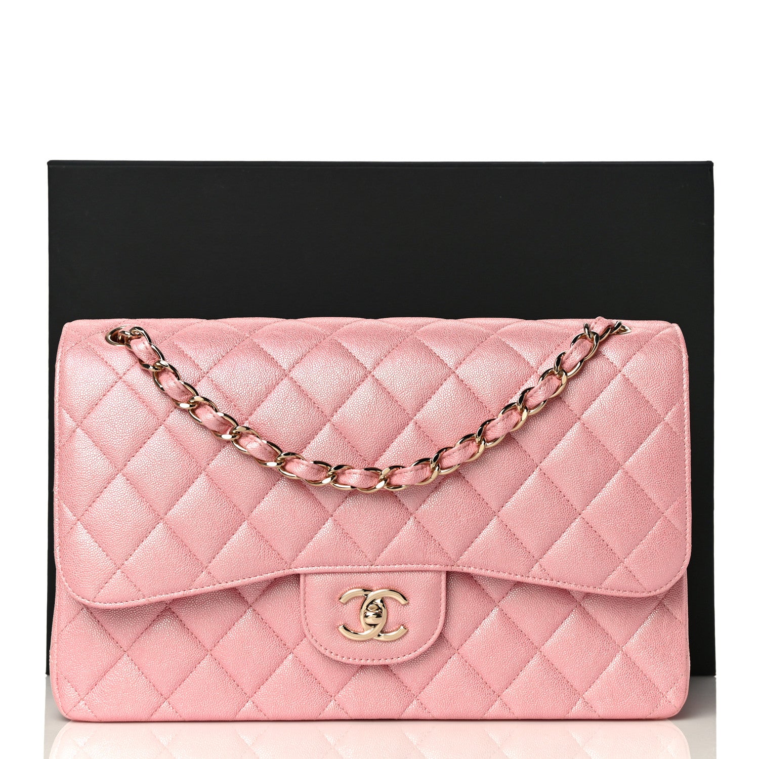 Chanel Iridescent Caviar Quilted Jumbo Double Flap Rose Pink 11 of 11