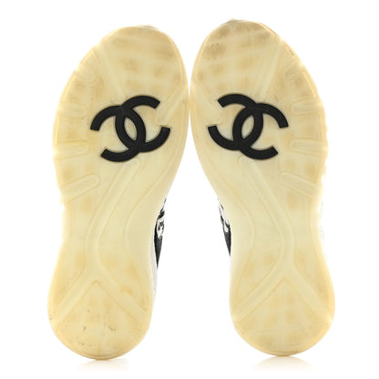 Chanel Nylon Suede Calfskin Printed Sneakers 38 White Black 5 of 14