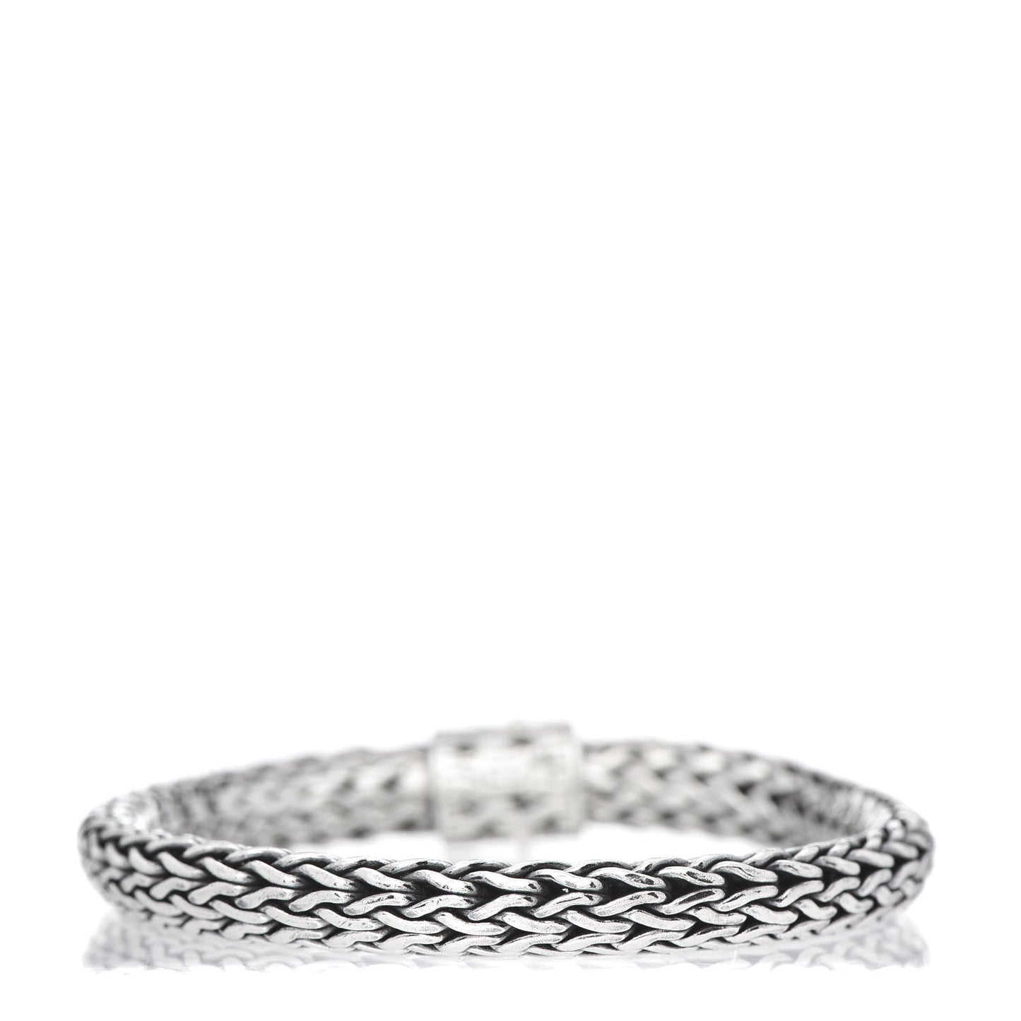 Sterling Silver 18K White Gold Diamond 7.5mm Classic Chain Bracelet