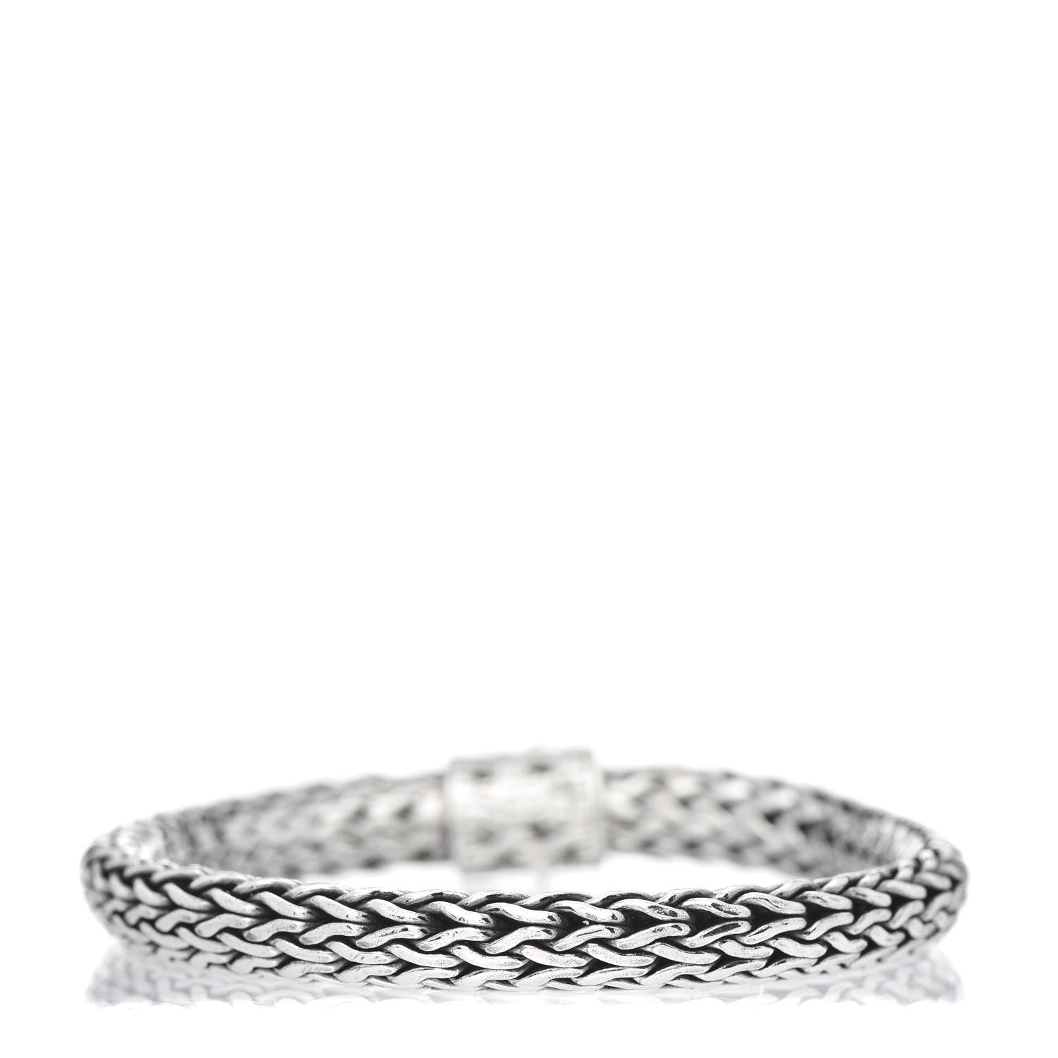 John Hardy Sterling Silver 18K White Gold Diamond 7.5mm Classic Chain Bracelet 3 of 5