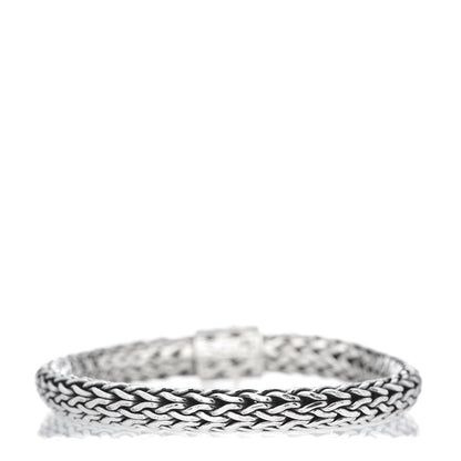John Hardy Sterling Silver 18K White Gold Diamond 7.5mm Classic Chain Bracelet 3 of 5