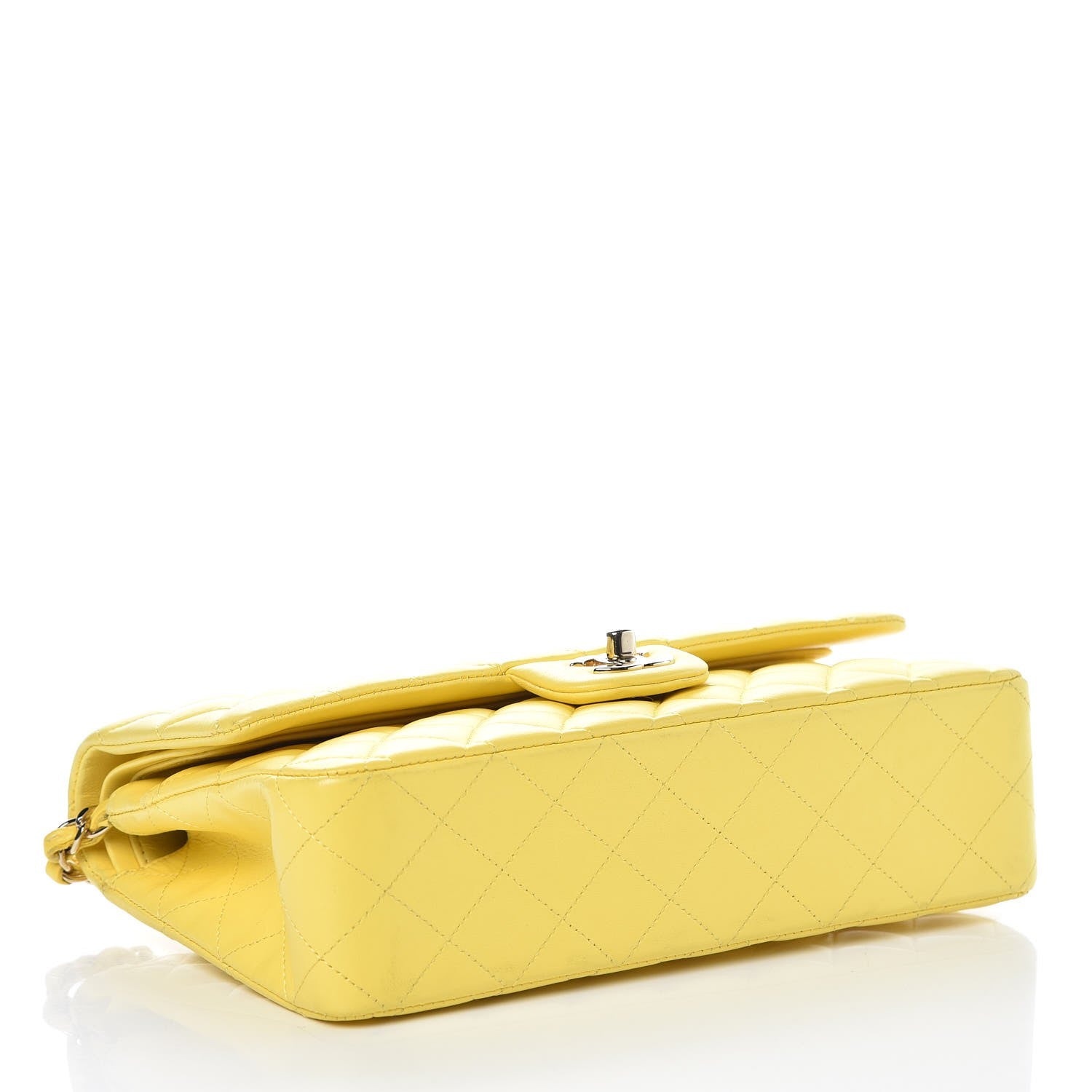 Chanel Lambskin Quilted Medium Double Flap Yellow 4 of 17