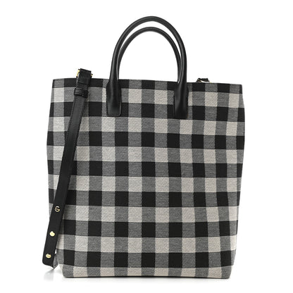 Mansur Gavriel Canvas Gingham Check North South Tote Black White 1 of 10