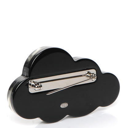Chanel Glittered Resin Crystal Pearl CC Cloud Brooch Black Silver 3 of 5