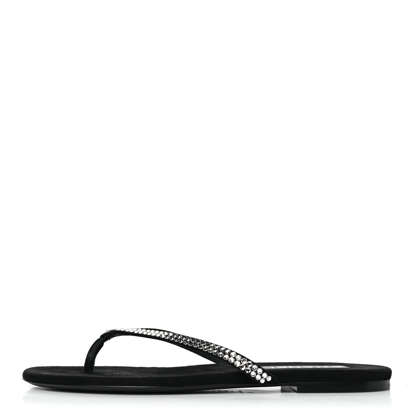 Suede Kidskin Strass CC Thong Sandals 40 Black