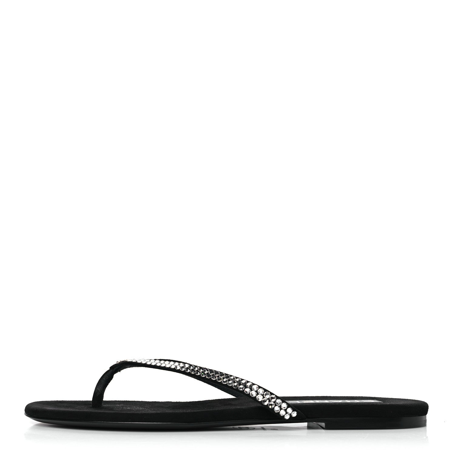 Chanel Suede Kidskin Strass CC Thong Sandals 40 Black 1 of 9