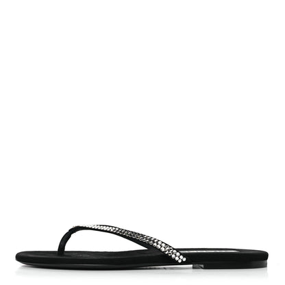 Chanel Suede Kidskin Strass CC Thong Sandals 40 Black 1 of 9