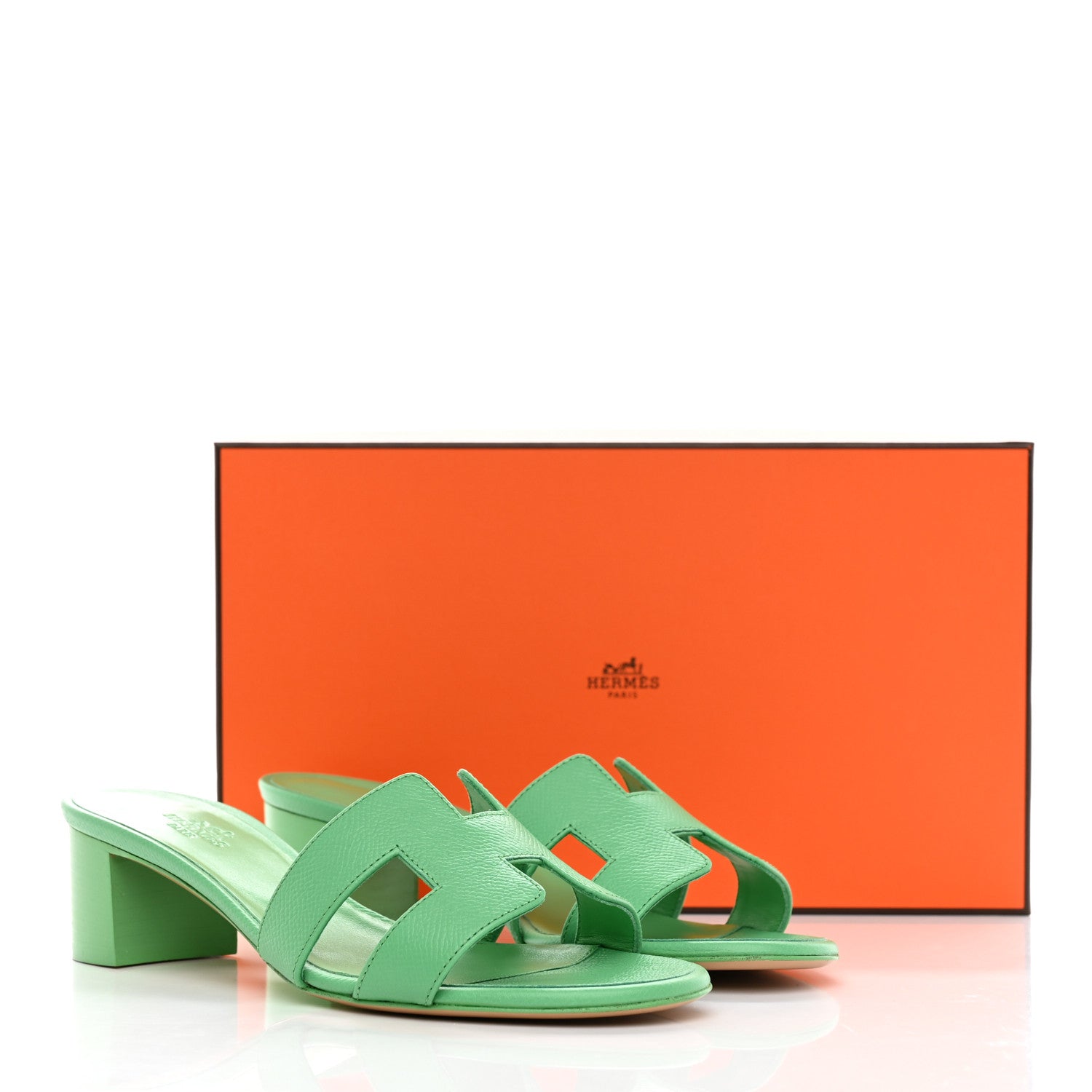 Hermes Epsom Oasis Sandals 37 Vert Pomme 14 of 14