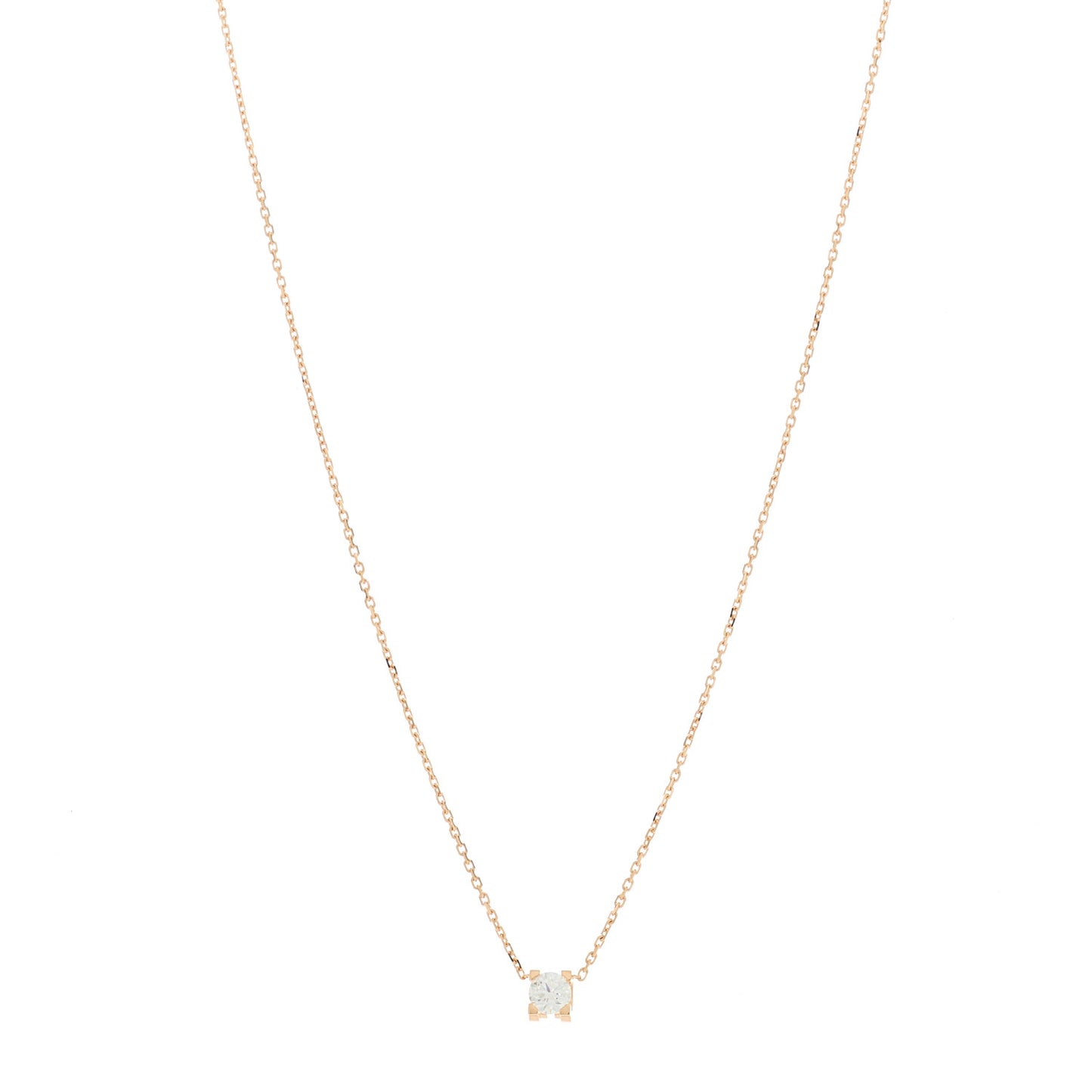 18K Pink Gold Diamond .29ct C De Cartier Pendant Necklace