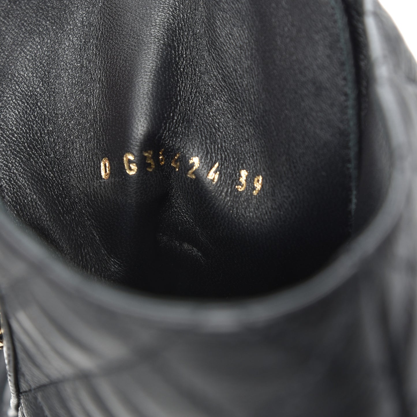 Shiny Goatskin Calfskin Quilted Lace Up Combat Boots 39 Black