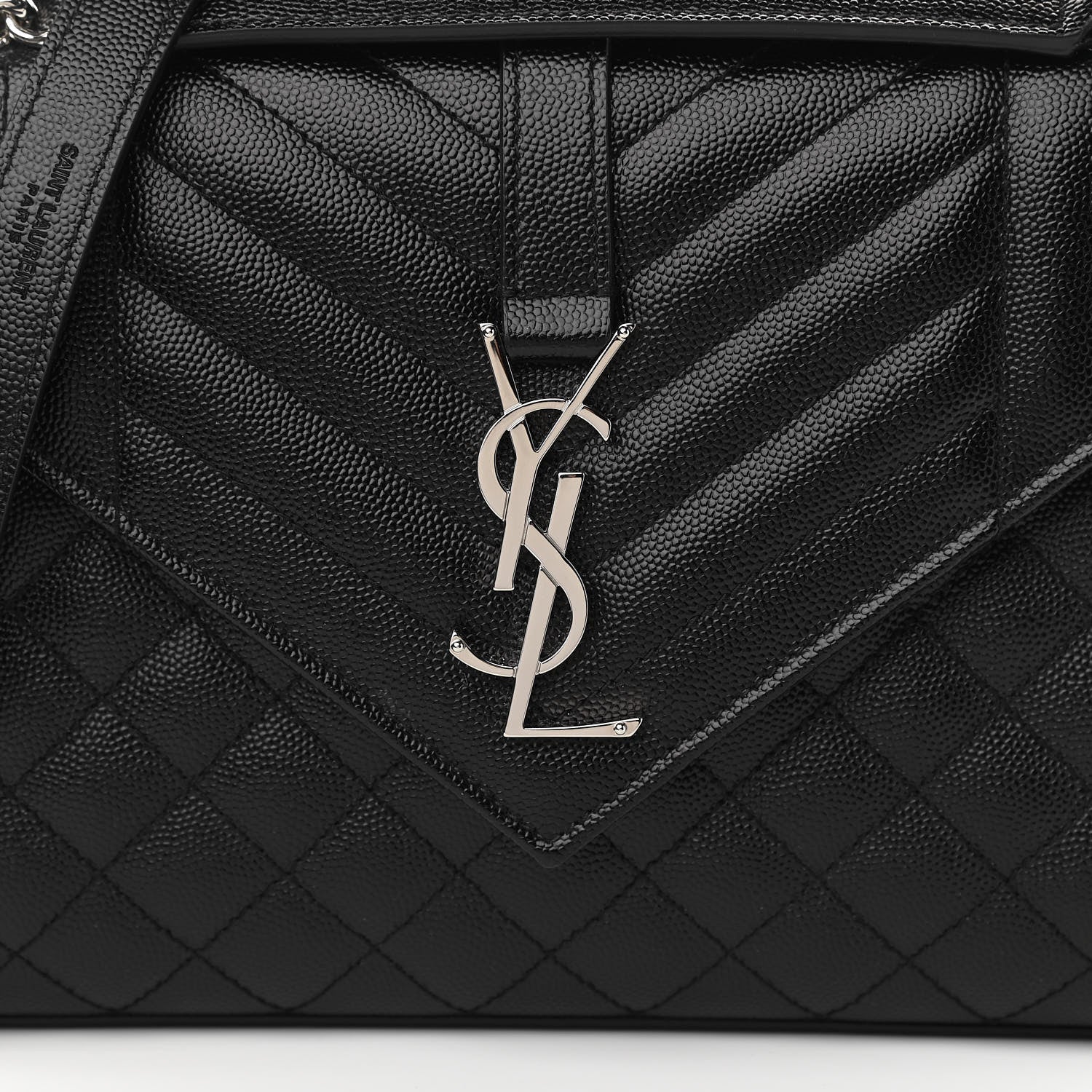 Saint Laurent Grain De Poudre Textured Mixed Matelasse Triquilt Medium Monogram Satchel Black 8 of 11