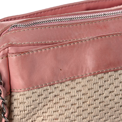 Chanel Canvas Woven Lambskin Lax Accordion Hobo Pink 14 of 15