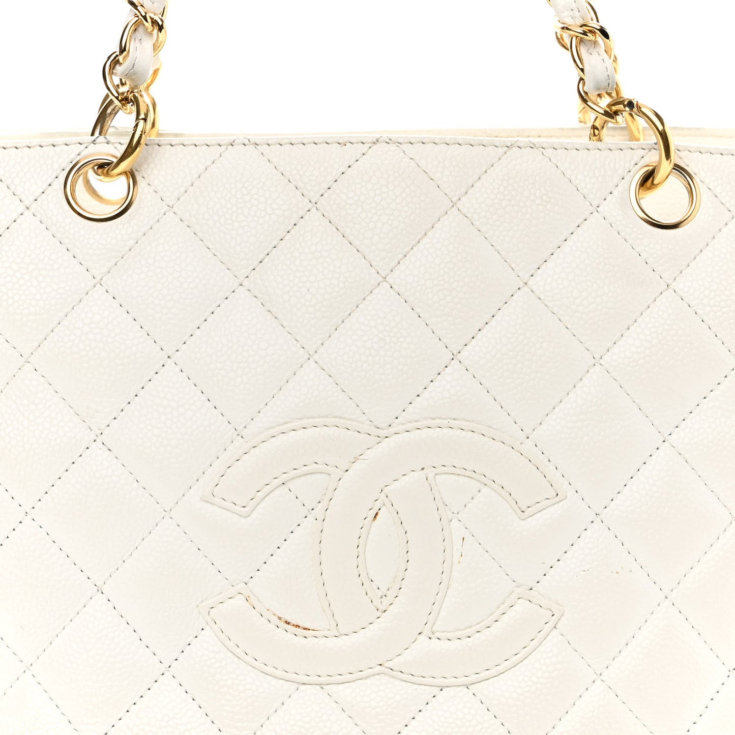 Caviar Quilted Petit Timeless Tote PTT White