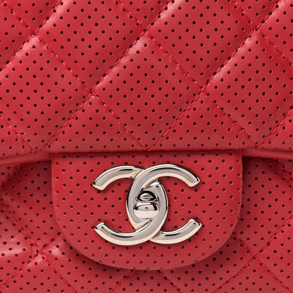 Chanel Lambskin Perforated Jumbo Punch Flap Red 11 of 11