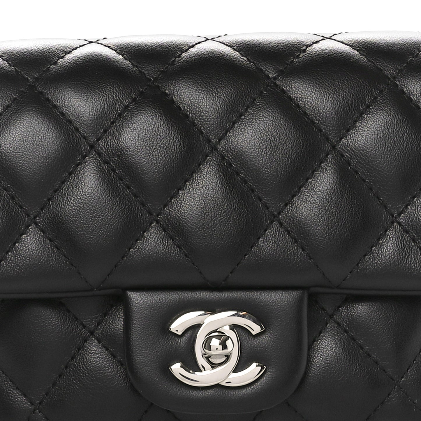 Calfskin Quilted CC Uniform Flap Belt Bag Black
