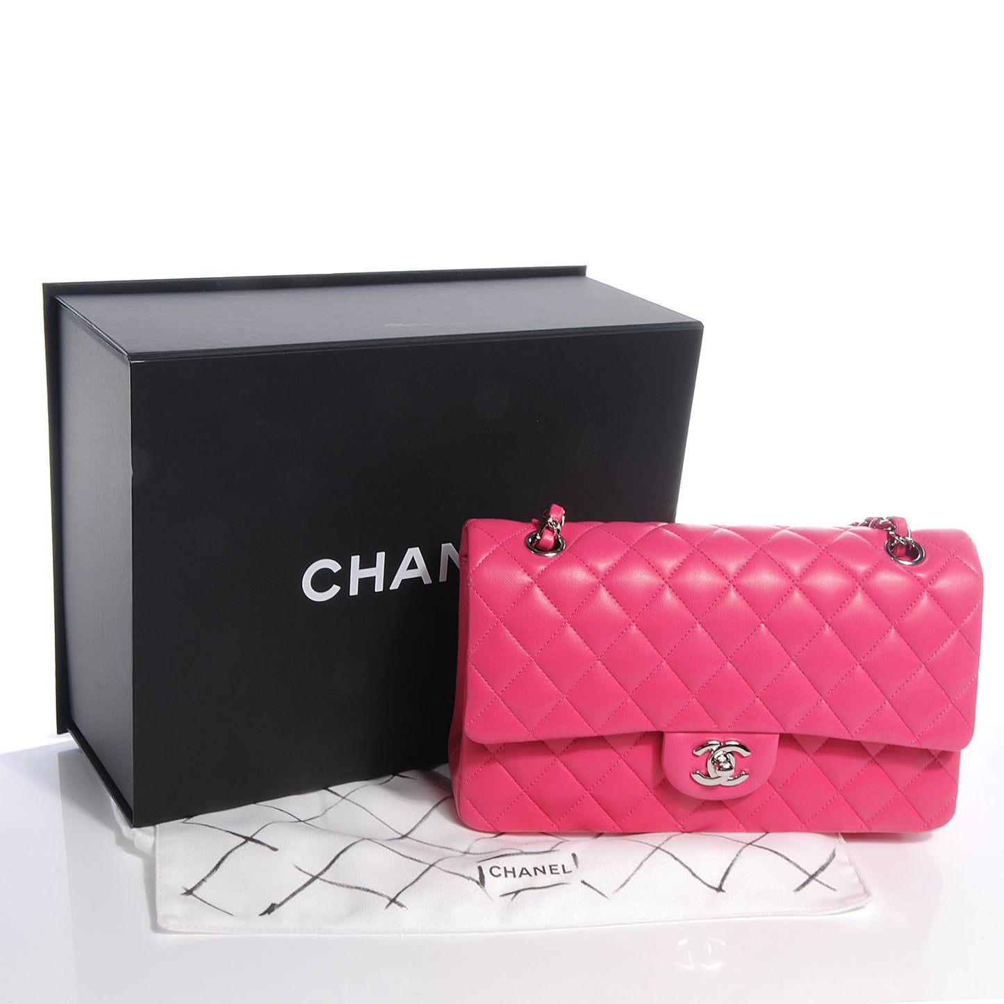 Lambskin Medium Double Flap Pink