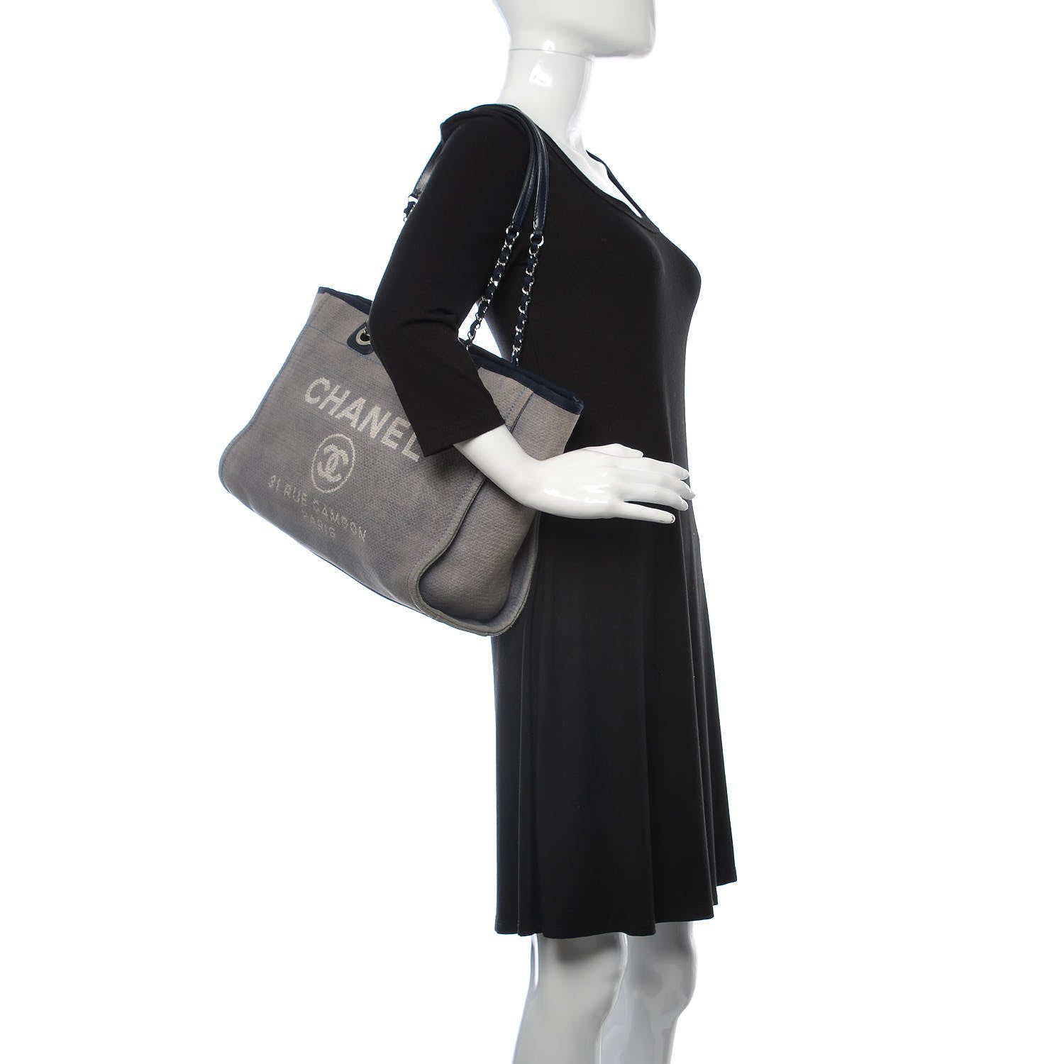 Chanel Canvas Small Deauville Tote Denim Blue 2 of 13