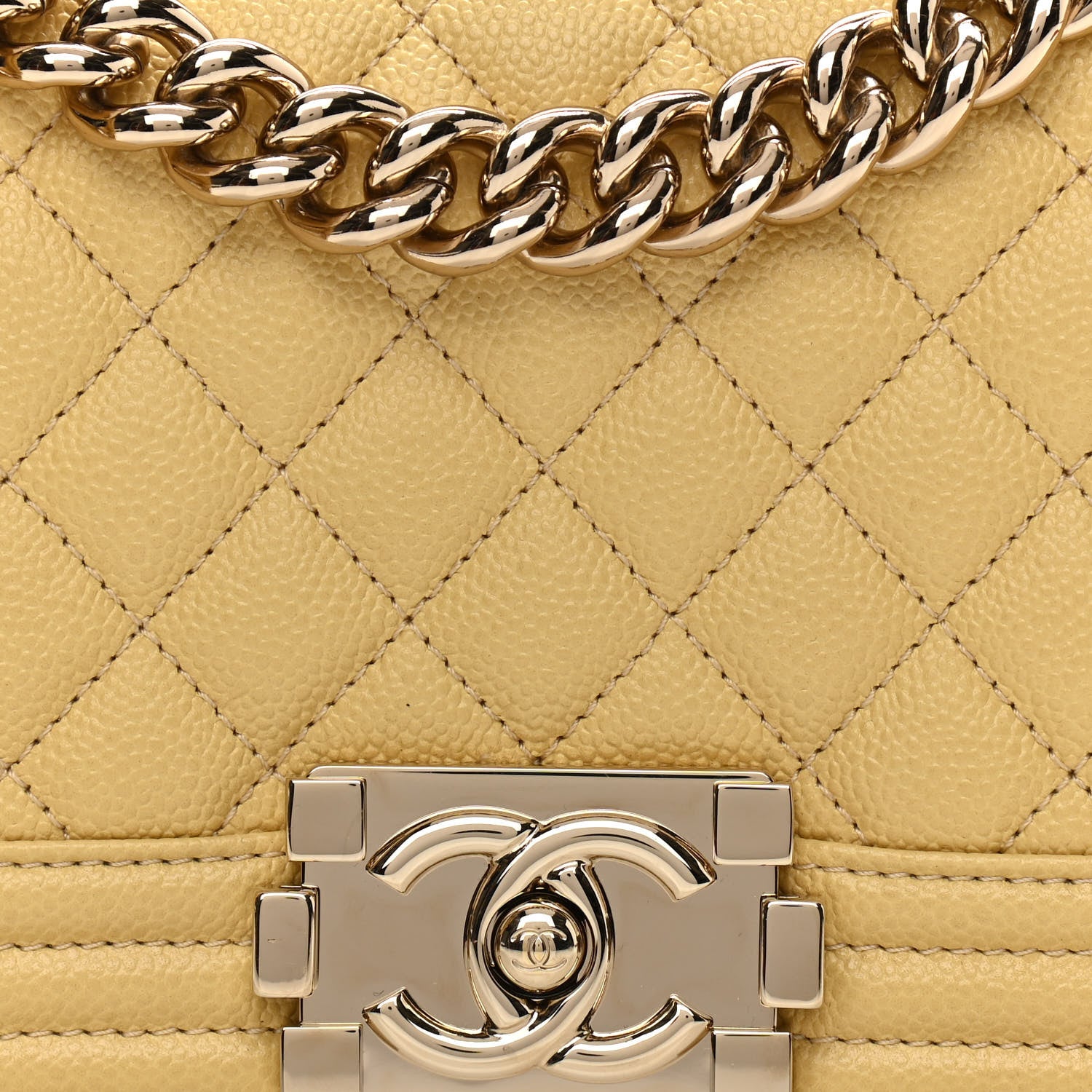 Chanel Caviar Quilted Small Boy Flap Yellow 7 of 9