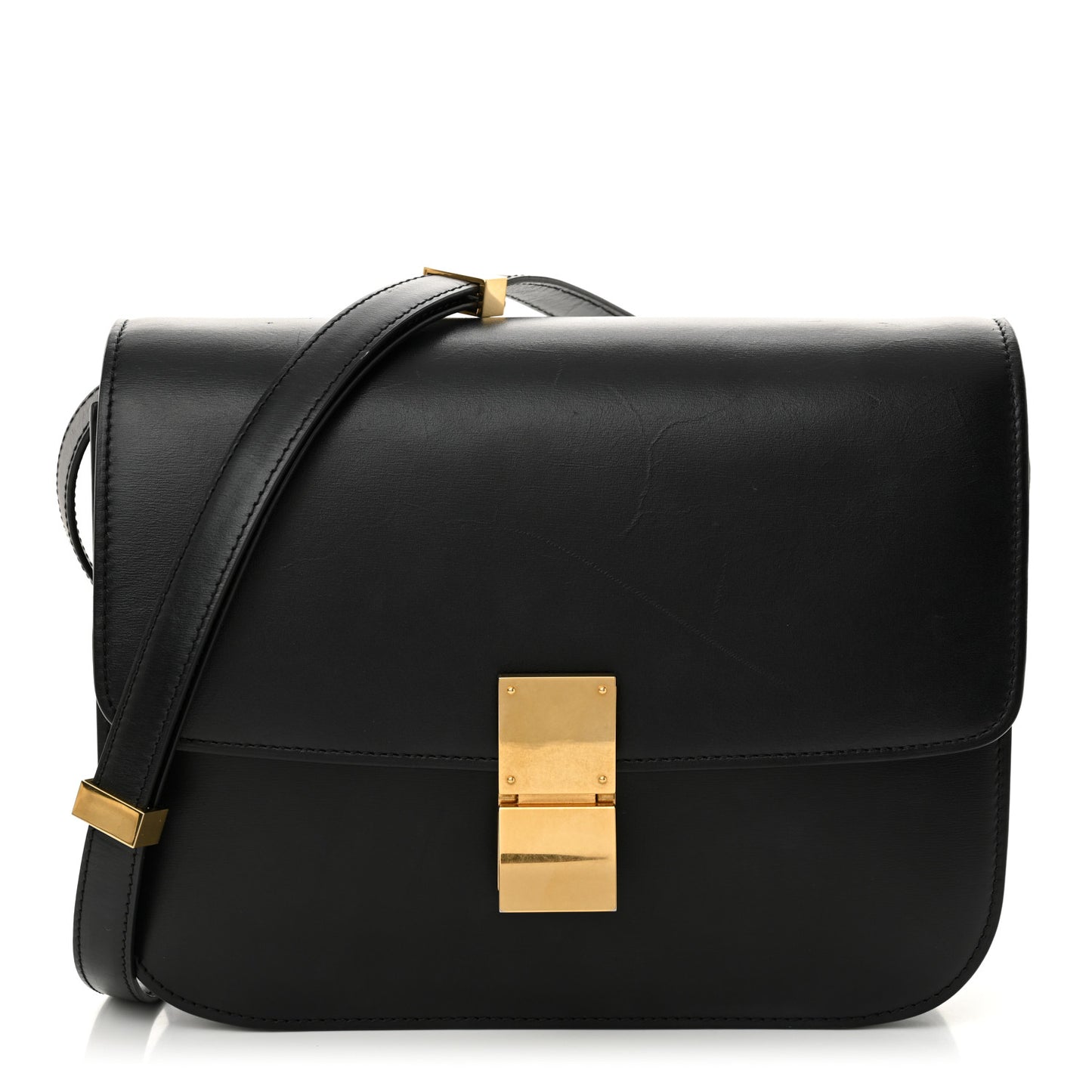 Box Calfskin Medium Classic Box Flap Bag Black