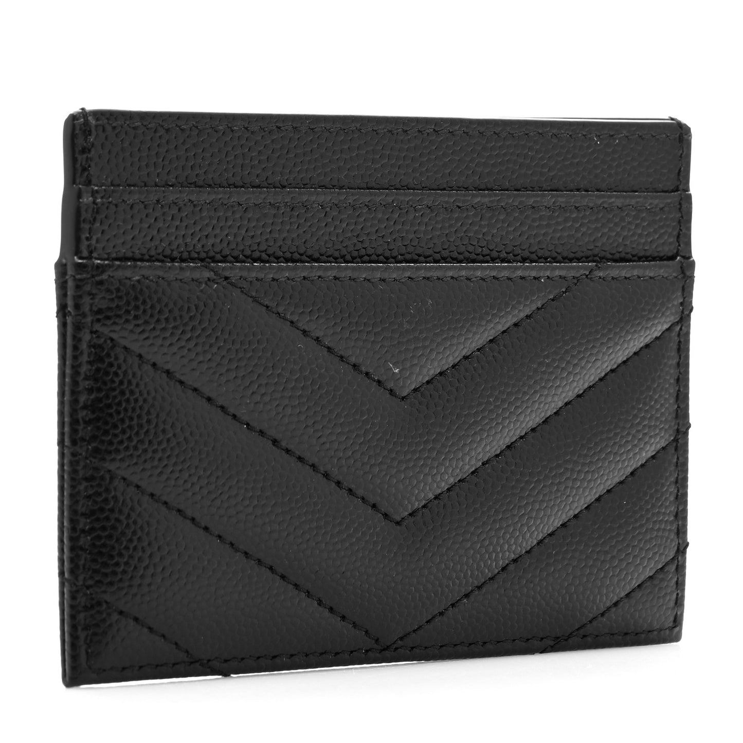 Grain De Poudre Matelasse Chevron Monogram Credit Card Case Black