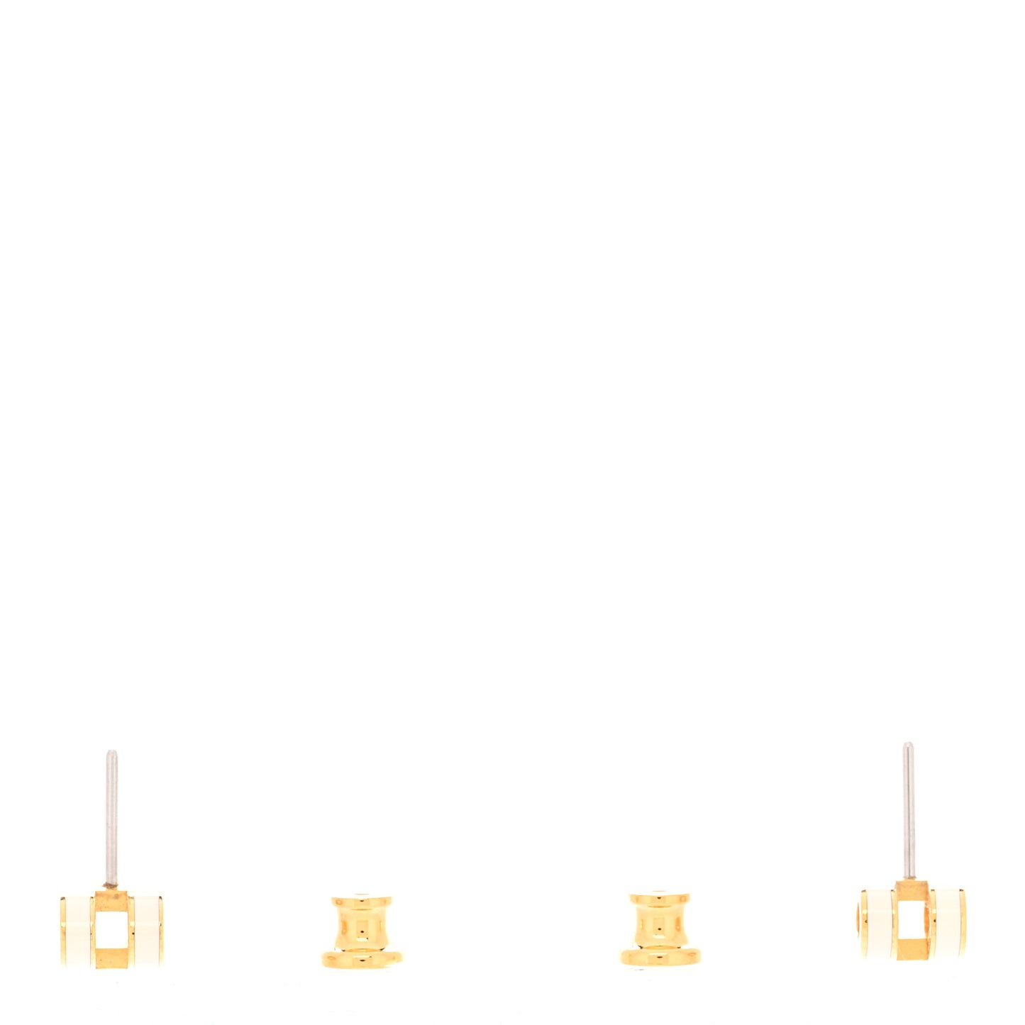 Gold Lacquered Mini Pop H Earrings White